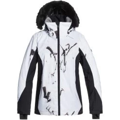 Roxy Jet Ski Snowboardjacke True Black White Birds Damen -Skiausrüstung Geschäft roxy jet ski erjtj03218 kvj2 04 grossVdD2MIPQIPeGl