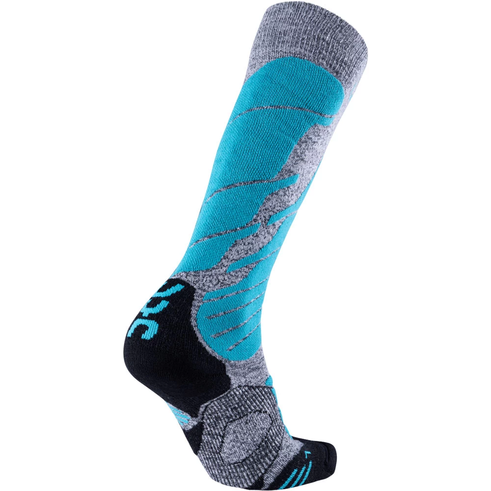 UYN Ski Pro Race Wintersocken Grey Melange/Turquoise Damen 4 UYN Ski Pro Race Wintersocken Grey Melange/Turquoise Damen – Bild 2